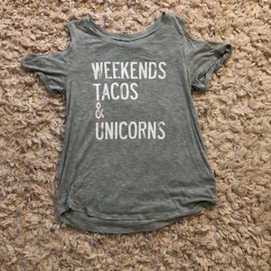 grey off the shoulder shirt (size:Large)